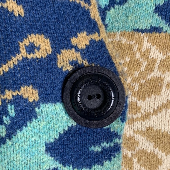 Patchwork Knit Vest Colorful Floral Sleeveless Jacket‎ Unique Artsy Statement - Picture 7 of 9